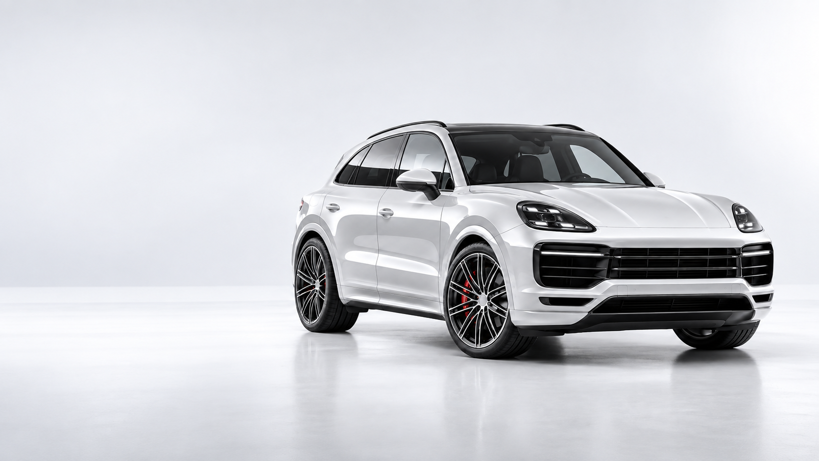 Premium white SUV on a bright studio background